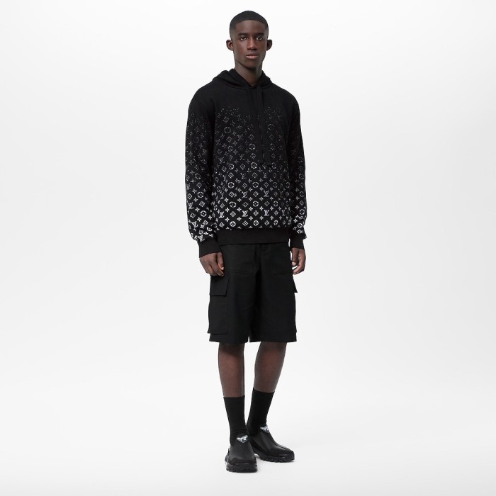 NIGO Louis Vuitton Men's Spring And Autumn Gradient Logo Knitted Hoodie Fashionable And Casual Drawstring Sweater  #nigo95123