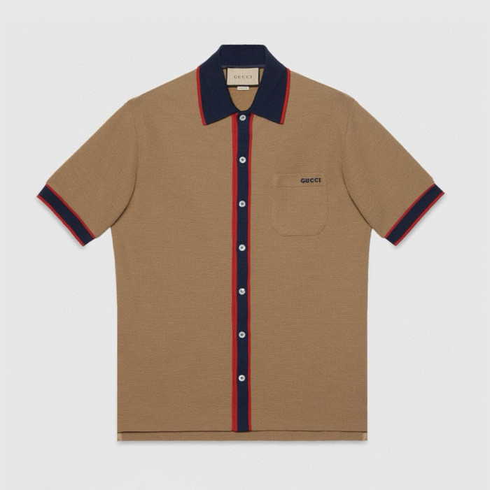 NIGO Gucci Men's Summer Decorated Interlocking Double G Label Stretch Cotton Polo Shirt Short Sleeve T-Shirt #nigo99859