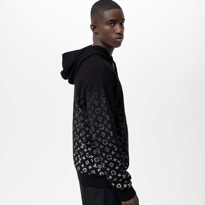 NIGO Louis Vuitton Men's Spring And Autumn Gradient Logo Knitted Hoodie Fashionable And Casual Drawstring Sweater  #nigo95123