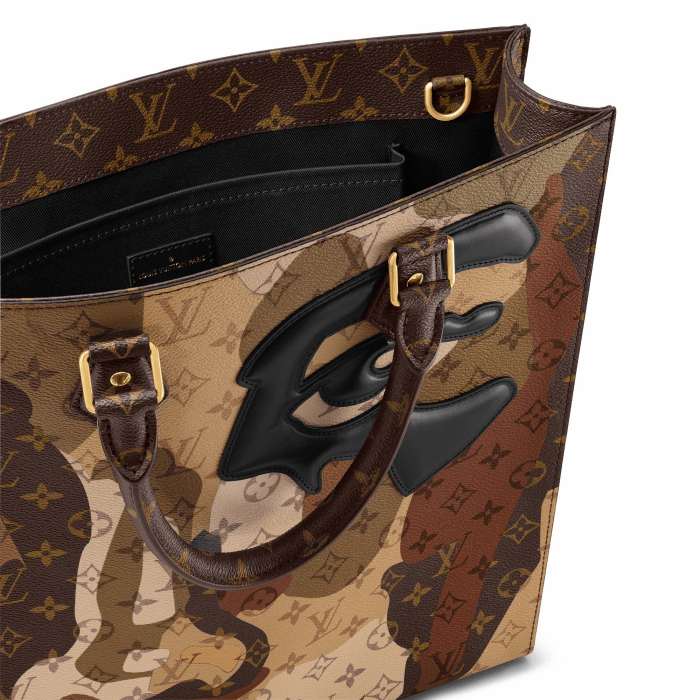 NIGO Louis Vuitton Sac Plat NV Men's Brown Adjustable Removable Shoulder Strap Pattern Printed Coated Canvas and Cowhide Handbag Bag Bags #nigo99862