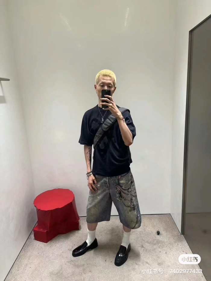 NIGO Acne Studios Men's Women's Summer Solid Color 3D Printed Low Rise Vintage Casual Loose Denim Shorts Ngvp #nigo8514