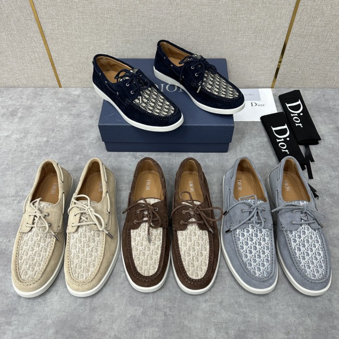 NIGO Dior Men's Spring Autumn Monogram Printed Suede Round Toe Over Toe Sailboat Shoes #nigo99863