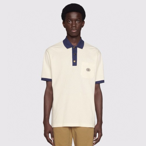 NIGO Gucci Men's Summer Decorated Interlocking Double G Label Stretch Cotton Polo Shirt Short Sleeve T-Shirt #nigo99859