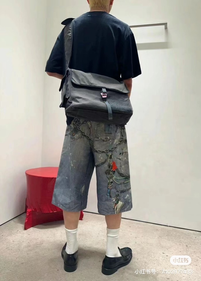 NIGO Acne Studios Men's Women's Summer Solid Color 3D Printed Low Rise Vintage Casual Loose Denim Shorts Ngvp #nigo8514
