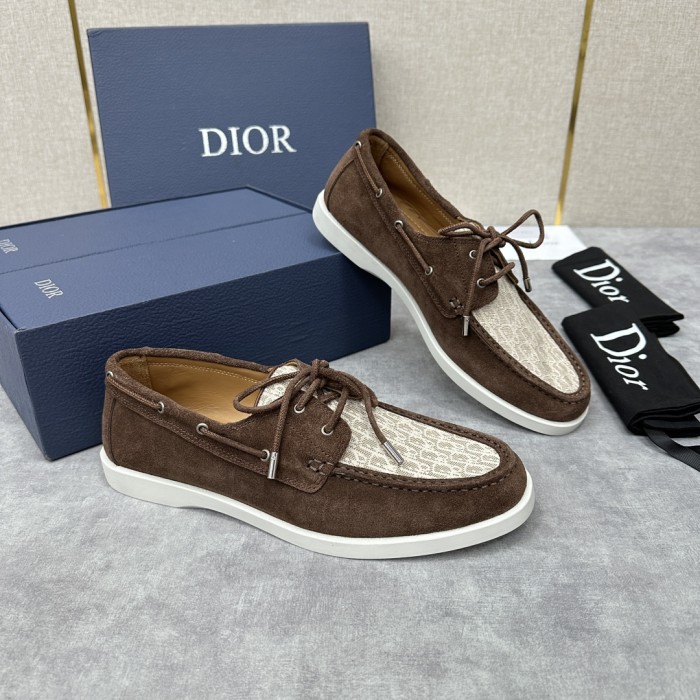 NIGO Dior Men's Spring Autumn Monogram Printed Suede Round Toe Over Toe Sailboat Shoes #nigo99863