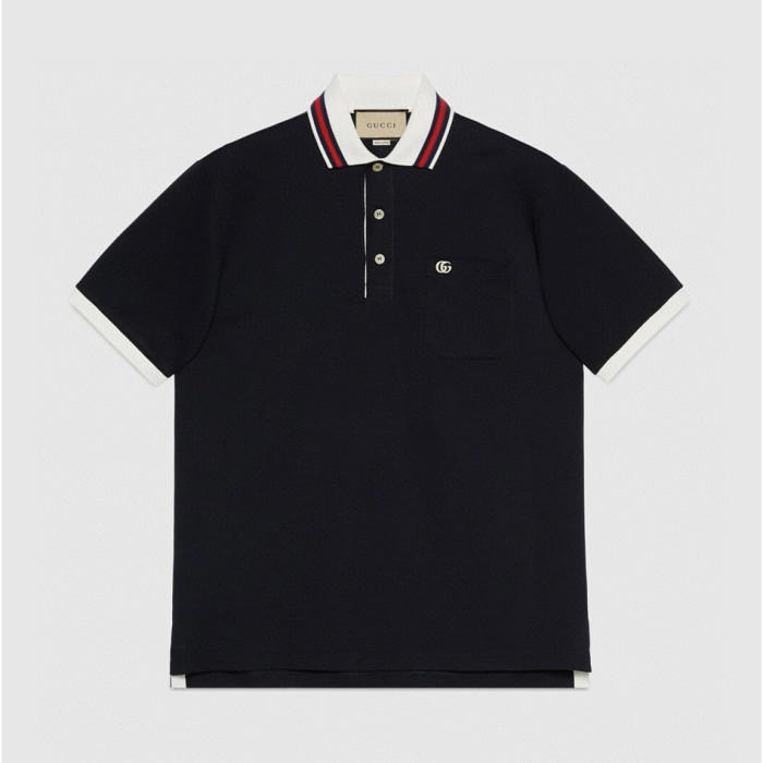 NIGO Gucci Men's Summer Decorated Interlocking Double G Label Stretch Cotton Polo Shirt Short Sleeve T-Shirt #nigo99859