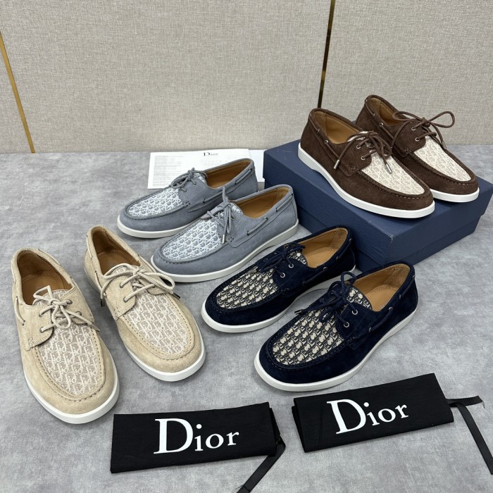 NIGO Dior Men's Spring Autumn Monogram Printed Suede Round Toe Over Toe Sailboat Shoes #nigo99863