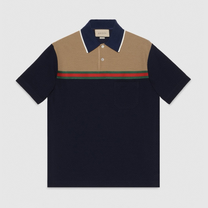 NIGO Gucci Men's Summer Decorated Interlocking Double G Label Stretch Cotton Polo Shirt Short Sleeve T-Shirt #nigo99859