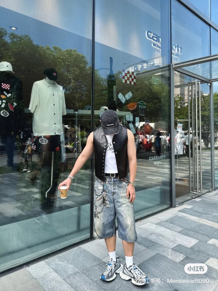 NIGO Acne Studios Men's Women's Summer Solid Color 3D Printed Low Rise Vintage Casual Loose Denim Shorts Ngvp #nigo8514