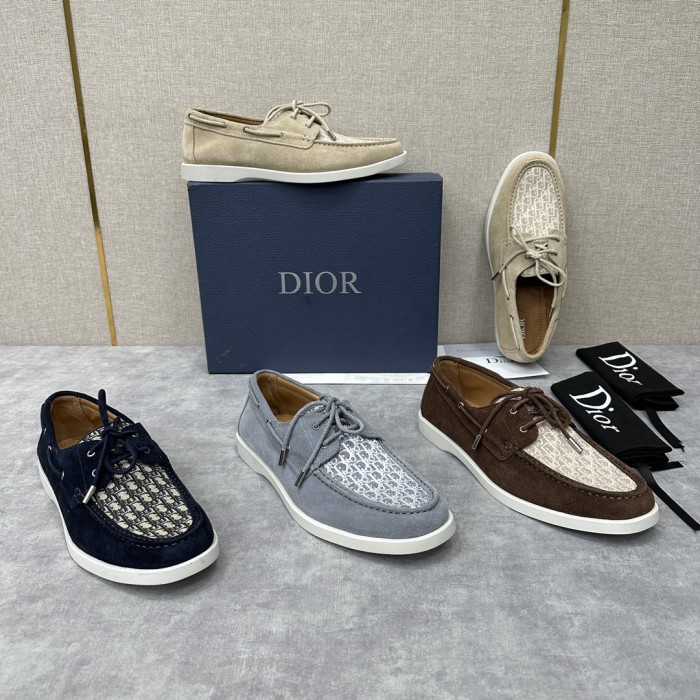 NIGO Dior Men's Spring Autumn Monogram Printed Suede Round Toe Over Toe Sailboat Shoes #nigo99863