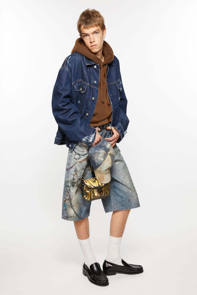 NIGO Acne Studios Men's Women's Summer Solid Color 3D Printed Low Rise Vintage Casual Loose Denim Shorts Ngvp #nigo8514