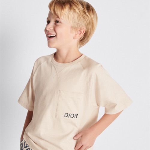 NIGO Dior Kid's Summer Solid Color Cotton Round Neck Logo Printed Short Sleeve T-Shirt Casual Elastic Shorts Set #nigo31298