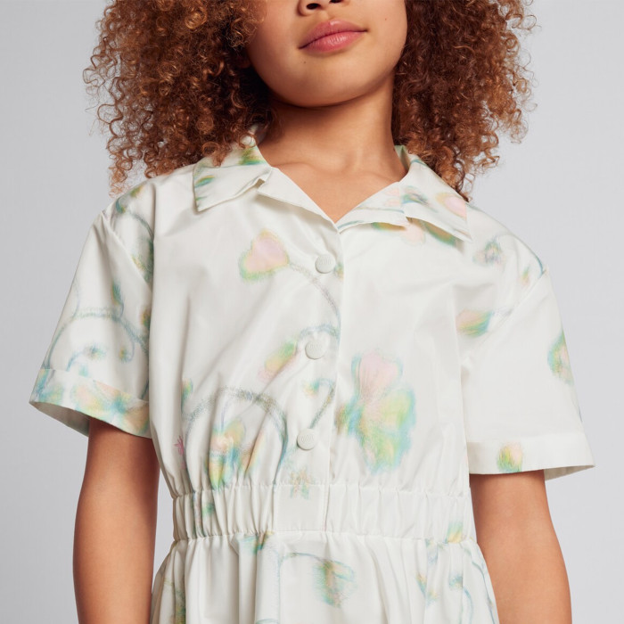 NIGO Dior Kid's Summer Floral Printed Lapel Mid-Length Fitted Short Sleeve Flared Dress #nigo31291