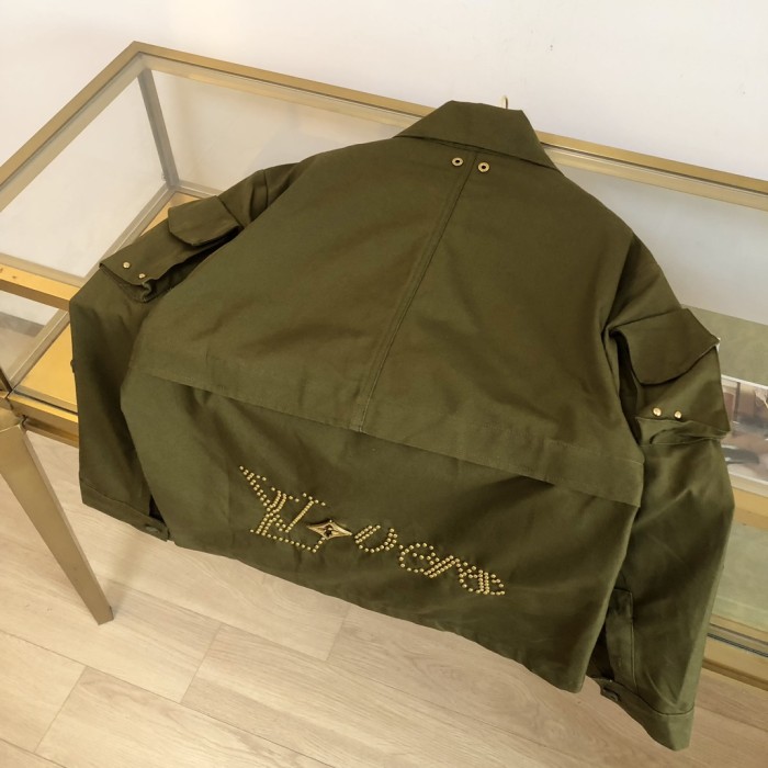 NIGO Louis Vuitton Men's Fall And Winter Brown Monogrammed Studded Cotton Single Breasted Long Sleeved Jacket #nigo99882