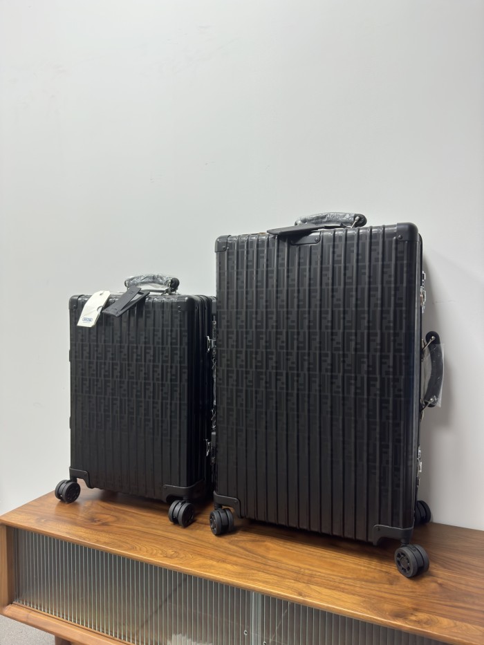 NIGO Fendi Men's and Women's Black Checked Case Trolley Luggage Box #nigo99896