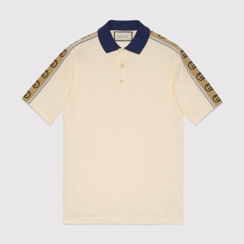 NIGO Gucci Men's Summer Double G Logo Striped Polo Shirt Color Block Button Cotton Casual Fit T-shirt #nigo71282