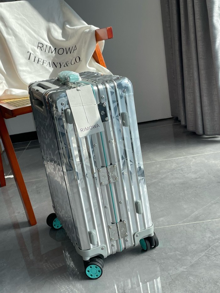 NIGO Tiffany & Co. X RIMOWA Men's And Women's Silver Aluminum Magnesium Alloy Checked Case Trolley Luggage Box #nigo99895