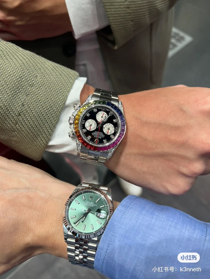 NIGO Rolex Men's and Women's Colorful Crystal Diamonds Steel Strap Waterproof Watch #nigo99898