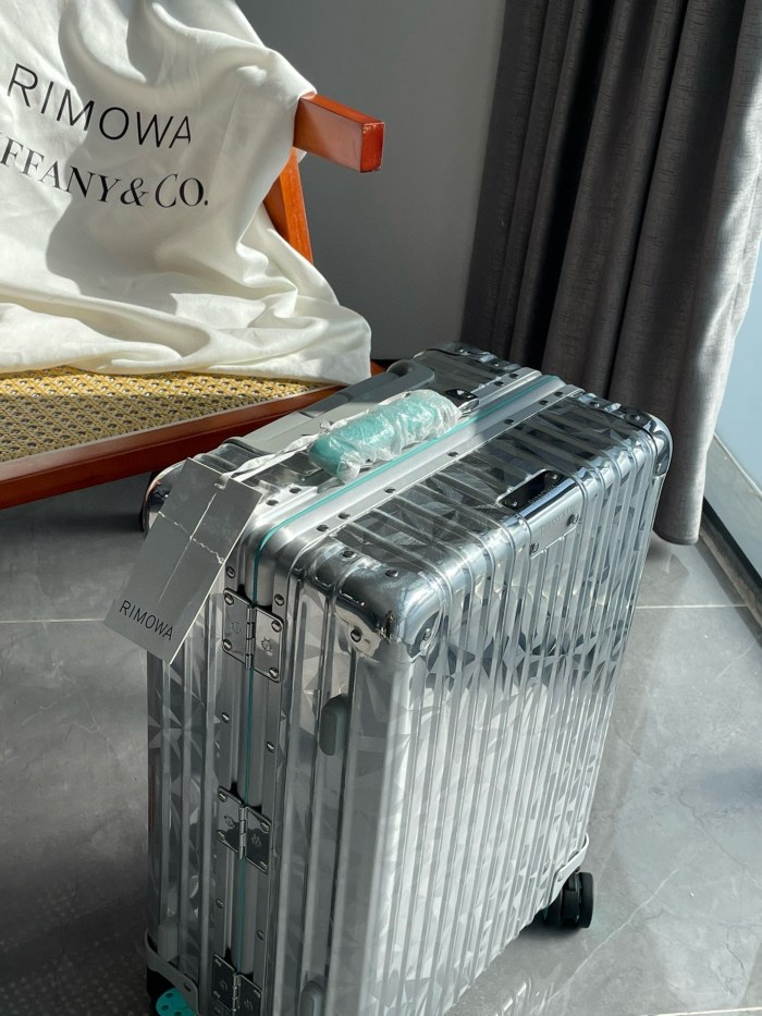 NIGO Tiffany & Co. X RIMOWA Men's And Women's Silver Aluminum Magnesium Alloy Checked Case Trolley Luggage Box #nigo99895