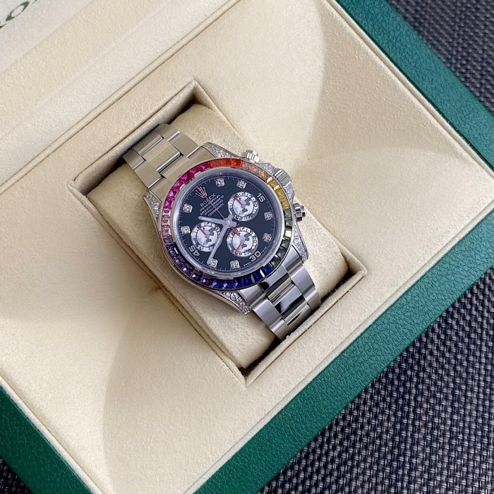 NIGO Rolex Men's and Women's Colorful Crystal Diamonds Steel Strap Waterproof Watch #nigo99898