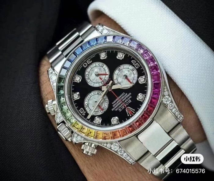 NIGO Rolex Men's and Women's Colorful Crystal Diamonds Steel Strap Waterproof Watch #nigo99898
