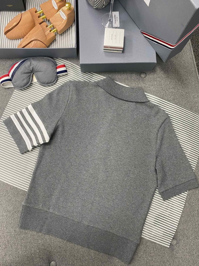 NIGO Thom Browne Men's Summer Solid Color Striped Cotton Polo Shirt Short Sleeve T-Shirt #nigo99912