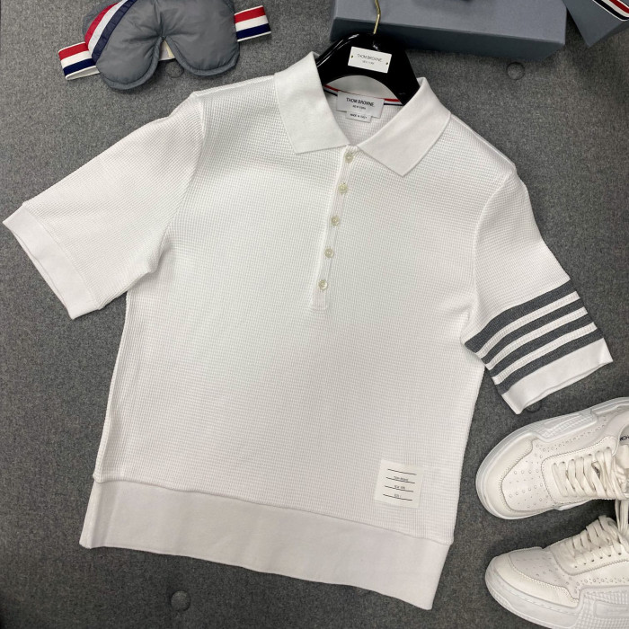 NIGO Thom Browne Men's Summer Solid Color Striped Cotton Polo Shirt Short Sleeve T-Shirt #nigo99912