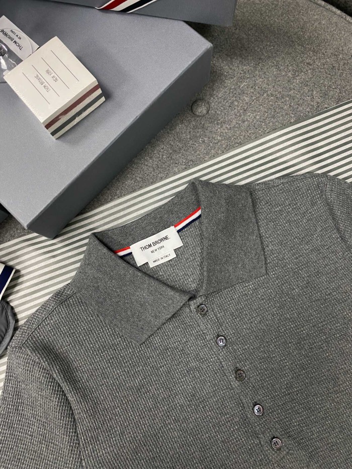 NIGO Thom Browne Men's Summer Solid Color Striped Cotton Polo Shirt Short Sleeve T-Shirt #nigo99912