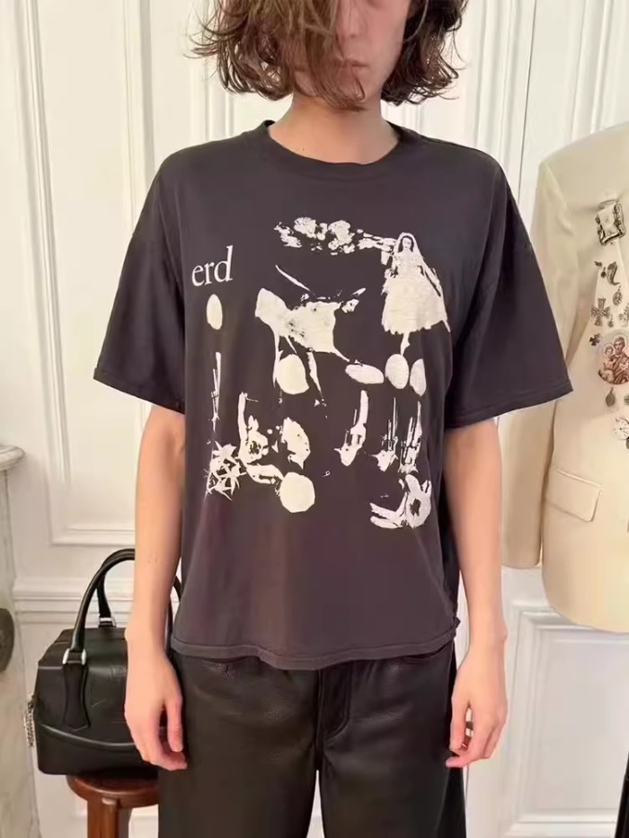 NIGO Enfants Riches Deprimes Men's Summer Washed Pattern Letter Print Round Neck Cotton Fitted Short Sleeve T-Shirt Ngvp #nigo8586