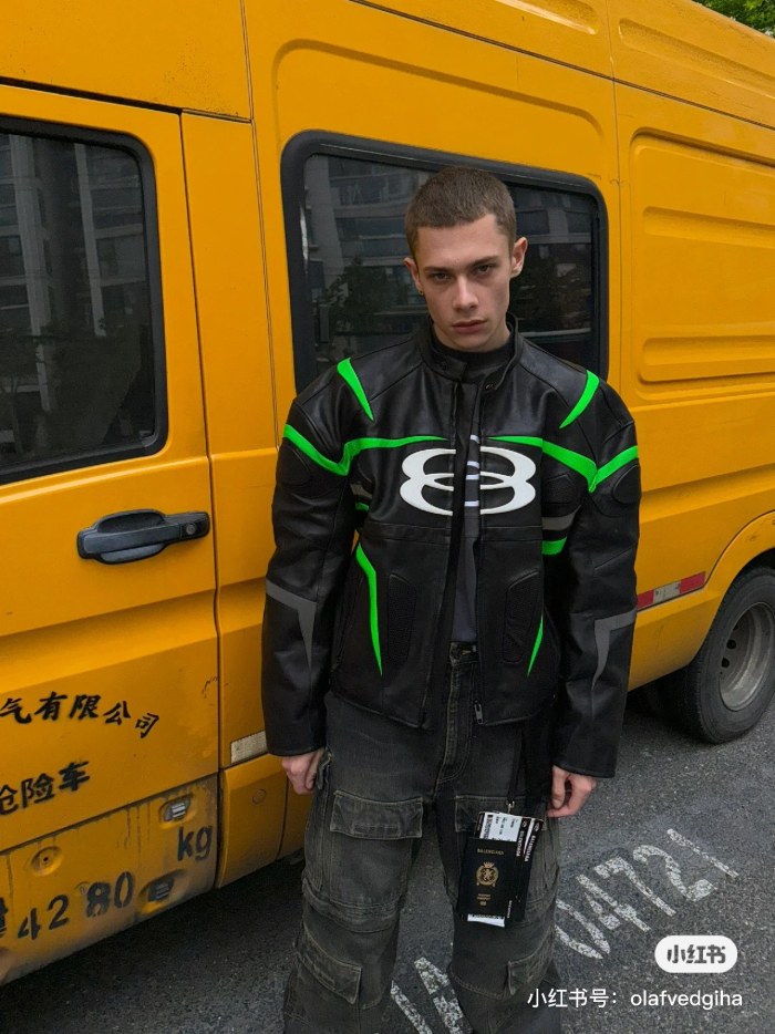 NIGO Balenciaga Men's Women's Autumn And Winter Cowhide Splicing Zipper Letters Embroidery Long Beard Loose Unity Sports Idol Black Racer Jacket Ngvp #nigo8577