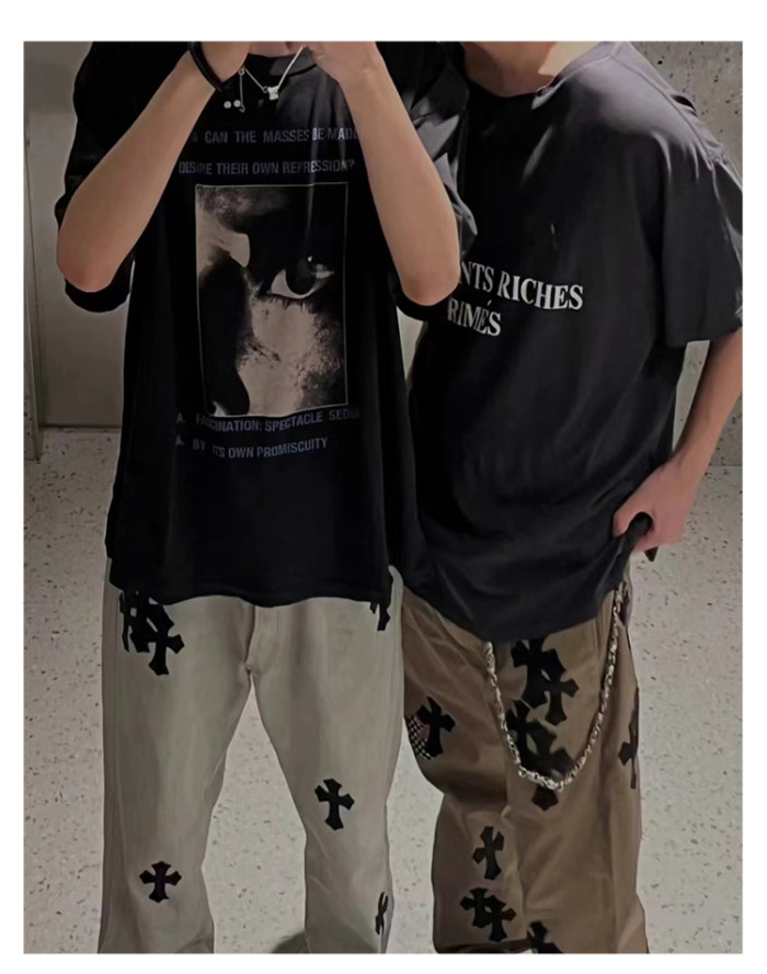 NIGO Enfants Riches Deprimes Men's Summer Washed Pattern Letter Print Round Neck Cotton Fitted Short Sleeve T-Shirt Ngvp #nigo8586