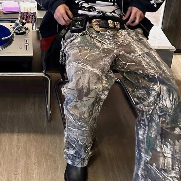 NIGO Carhartt WIP Men's Spring And Autumn Tree Branch Camouflage Vintage High Street Pocket Workwear Pants Straight Leg Pants Ngvp #nigo8611