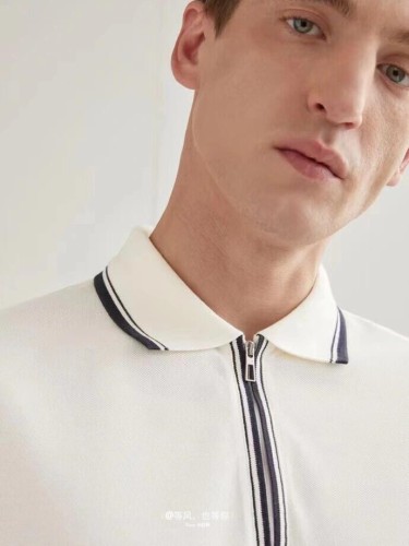 NIGO Loro Piana Men's Summer Fashion Solid Color Zip Lapel Zip Regatta Men's Short Sleeve Fitted Polo Shirt Ngvp #nigo8591
