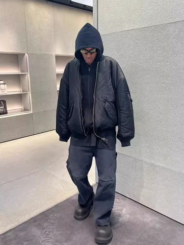 NIGO Balenciaga Men's Women's Spring And Autumn Fashion Doing Old Zipper Splicing Hooded Loose Long Sleeve Pilot Jacket Coat Ngvp #nigo8589