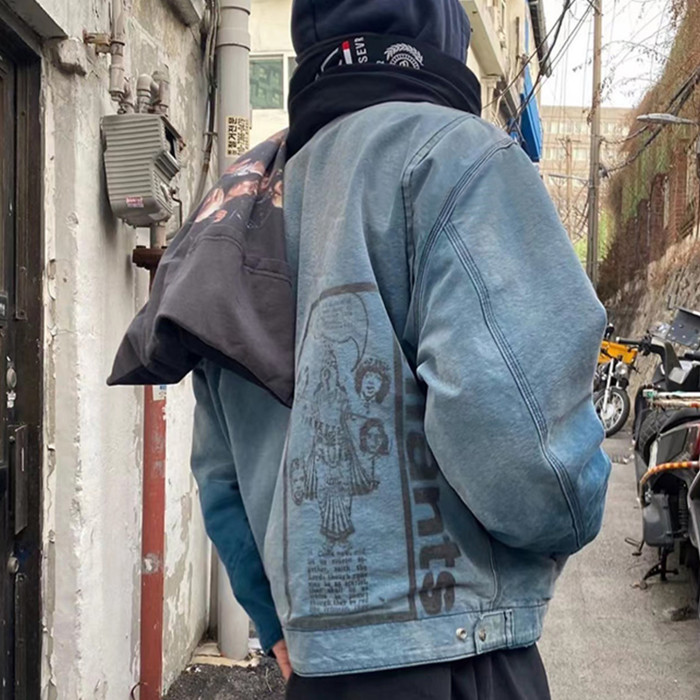 NIGO Enfants Riches Deprimes Men's Spring and Autumn Washed Damaged Long sleeved Lapel Blue Loose Work Jacket Ngvp #nigo7918