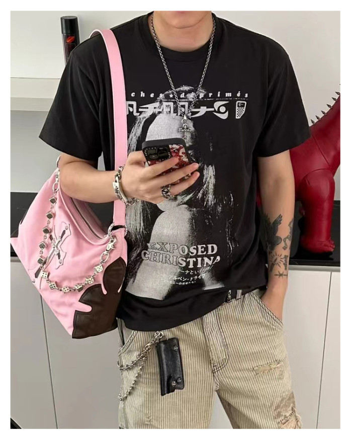 NIGO Enfants Riches Deprimes Men's Summer Washed Pattern Letter Print Round Neck Cotton Fitted Short Sleeve T-Shirt Ngvp #nigo8586