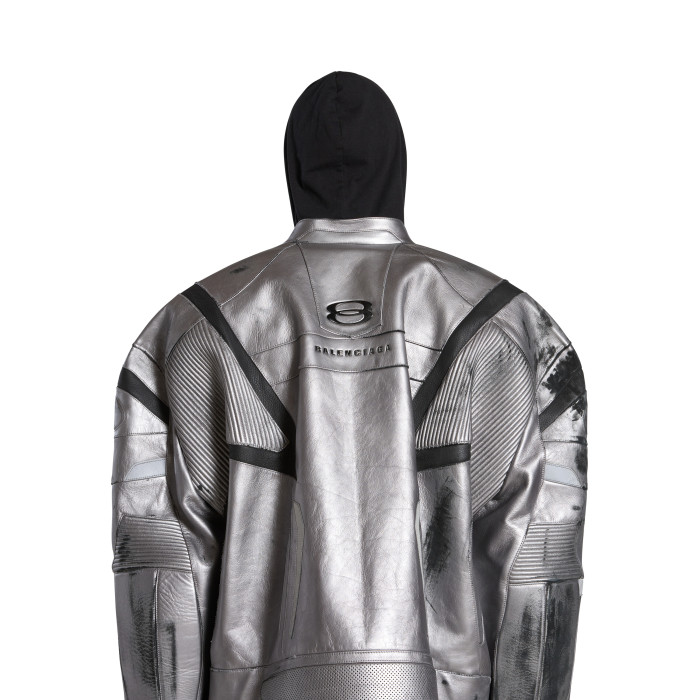NIGO Balenciaga Men's Women's Autumn And Winter Cowhide Old Splicing Unity Sports Idol Silver Zipper Standing Collar Long Sleeve Loose Racer Jacket Ngvp #nigo8579