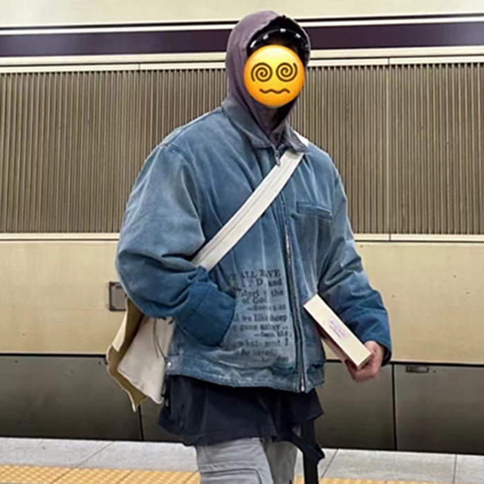 NIGO Enfants Riches Deprimes Men's Spring and Autumn Washed Damaged Long sleeved Lapel Blue Loose Work Jacket Ngvp #nigo7918