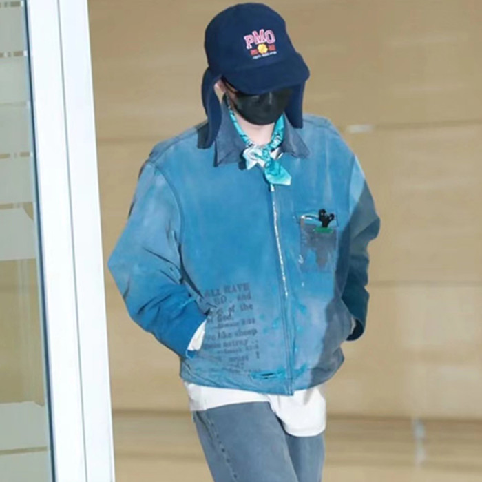 NIGO Enfants Riches Deprimes Men's Spring and Autumn Washed Damaged Long sleeved Lapel Blue Loose Work Jacket Ngvp #nigo7918