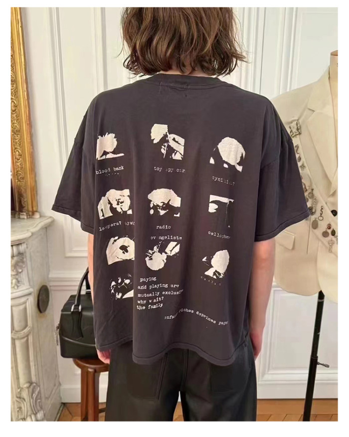 NIGO Enfants Riches Deprimes Men's Summer Washed Pattern Letter Print Round Neck Cotton Fitted Short Sleeve T-Shirt Ngvp #nigo8586