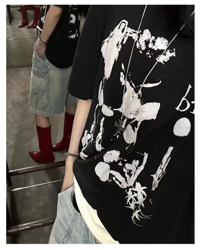 NIGO Enfants Riches Deprimes Men's Summer Washed Pattern Letter Print Round Neck Cotton Fitted Short Sleeve T-Shirt Ngvp #nigo8586