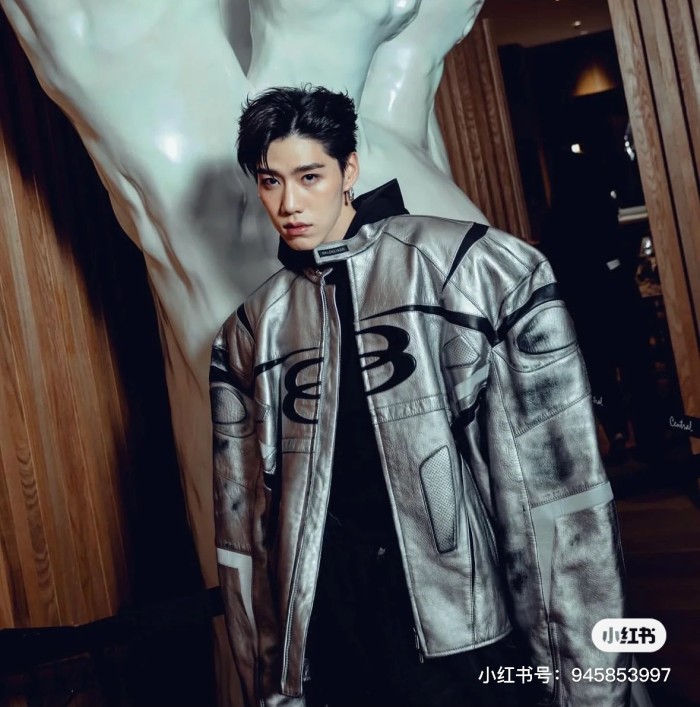 NIGO Balenciaga Men's Women's Autumn And Winter Cowhide Old Splicing Unity Sports Idol Silver Zipper Standing Collar Long Sleeve Loose Racer Jacket Ngvp #nigo8579