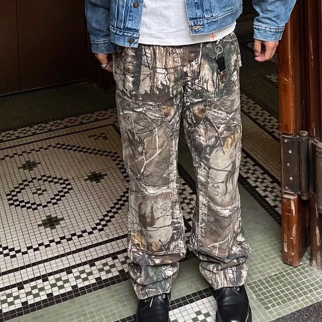 NIGO Carhartt WIP Men's Spring And Autumn Tree Branch Camouflage Vintage High Street Pocket Workwear Pants Straight Leg Pants Ngvp #nigo8611