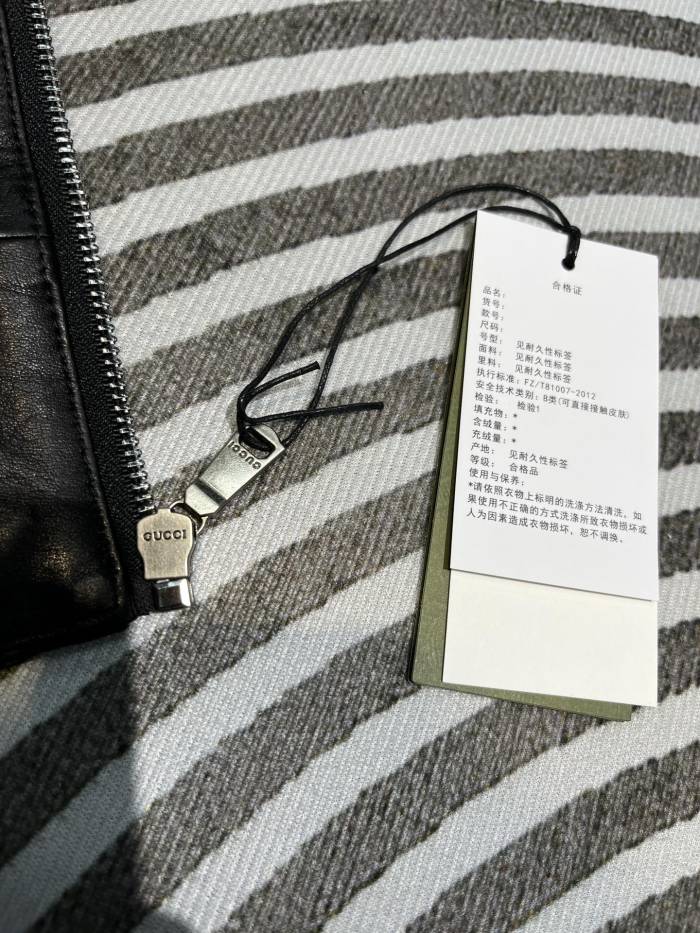 NIGO Gucci Men's Spring And Autumn Striped Standing Collar Solid Color Long Sleeve Leather Jacket Coat #nigo99961