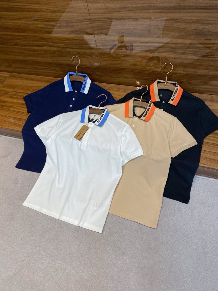 NIGO Burberry Men's Summer Solid Logo Colorblocking Lapel Cotton Straight Short Sleeve Polo Shirt #nigo99963