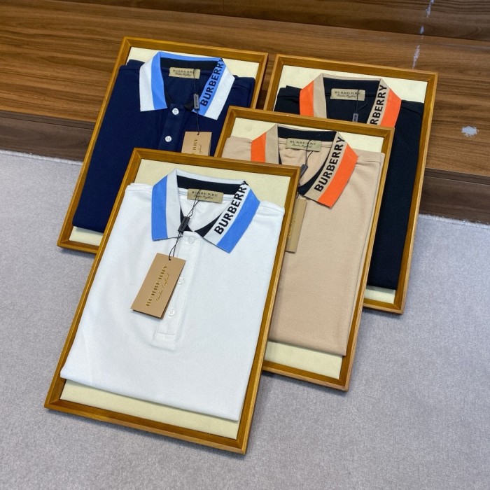 NIGO Burberry Men's Summer Solid Logo Colorblocking Lapel Cotton Straight Short Sleeve Polo Shirt #nigo99963