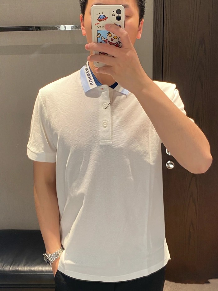NIGO Burberry Men's Summer Solid Logo Colorblocking Lapel Cotton Straight Short Sleeve Polo Shirt #nigo99963