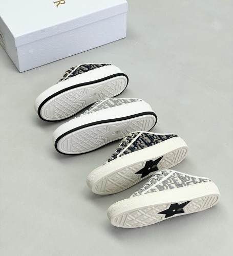 NIGO Dior Women's Spring and Autumn Letter Printed Canvas Lace-up Low Top Casual Board Shoes #nigo99976