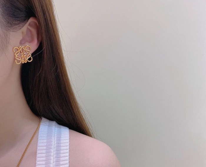 NIGO Loewe Women's Logo Pattern Hollowed Out Geometric Earrings Studs Jewelry #nigo99996
