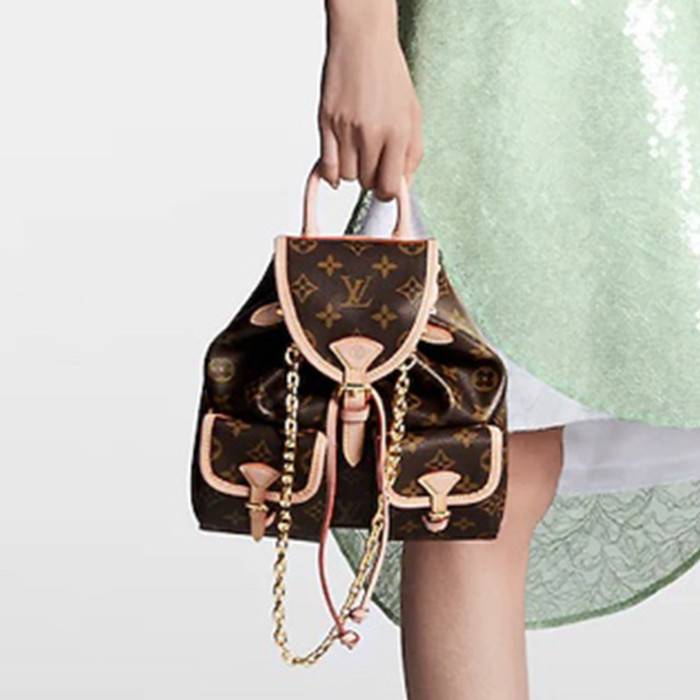 NIGO Louis Vuitton Logo Chain Backpack With Multiple Pockets Fashionable And Casual Leather Bag  Bags #nigo71292